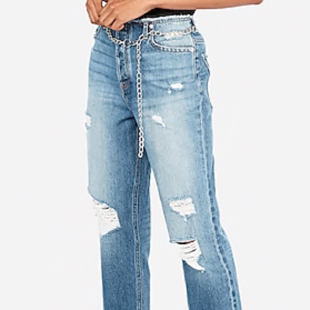NWT! Express High Waist Chain Original Ankle Jeans - Picture 3 of 3